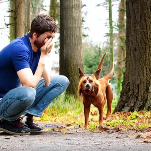 Image similar to man barking like a dog