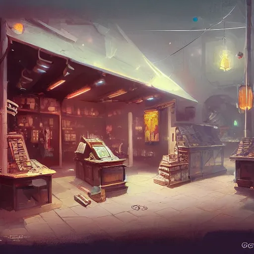 Prompt: concept art of a store that sells everything in the universe, by greg rutkowski