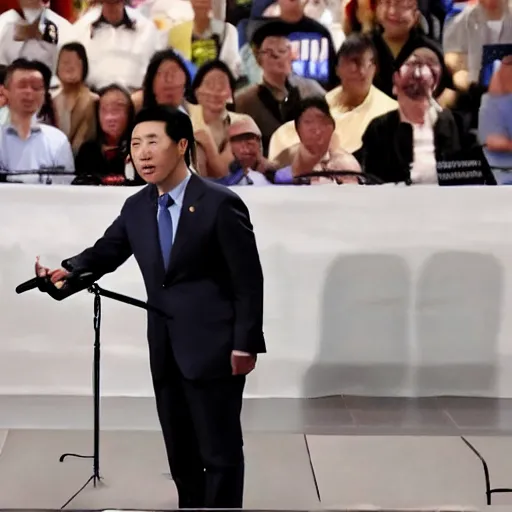 Prompt: Andrew Yang reelected galactic emperor (REUTERS) 2040