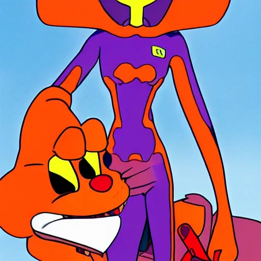 Image similar to Garfield as EVA-01, Neon Genesis Evangelion, anime