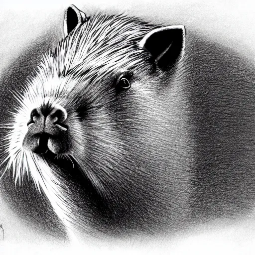 Prompt: drawing of mafia capybara