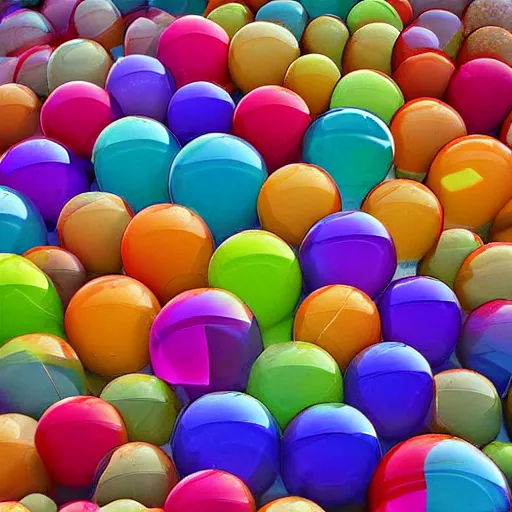Image similar to Giant Translucent multicolored spheres, reflections, transparent, cracks, hd photograph