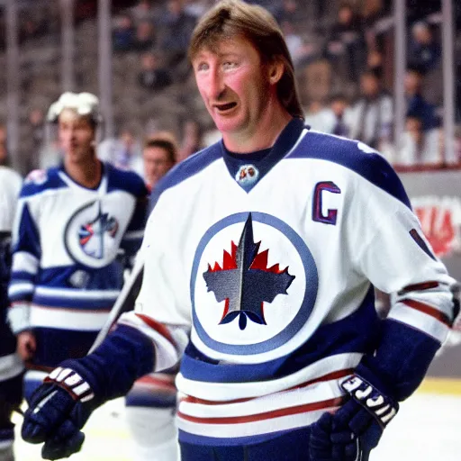 Image similar to wayne gretzky as captain of the winnipeg jets hockey club