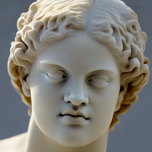 Image similar to rihanna face, ancient greek sculpture, white marble, ultra realistic, studio photo, 5 0 mm, detailed.