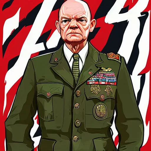 Prompt: dwight eisenhower in gta v, cover art by stephen bliss, boxart, loadscreen