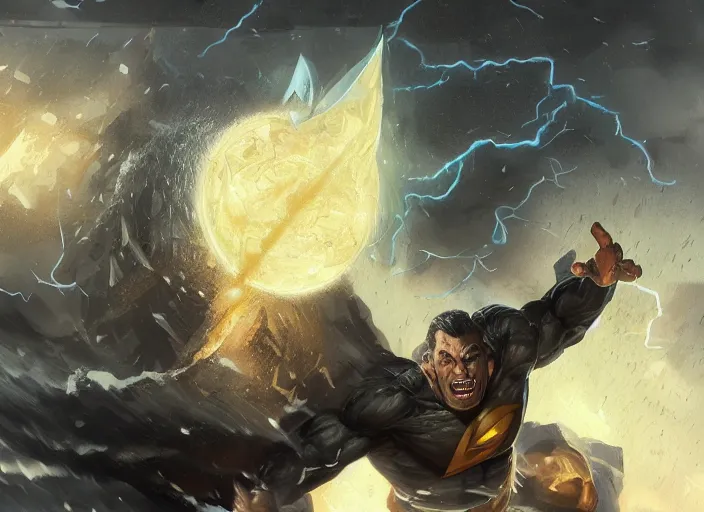 Image similar to giant black adam attacking during a blizzard, highly detailed, digital illustration, artstation, concept art, matte, sharp focus, illustration, dramatic, full moon, art by artgerm and greg rutkowski and alphonse mucha