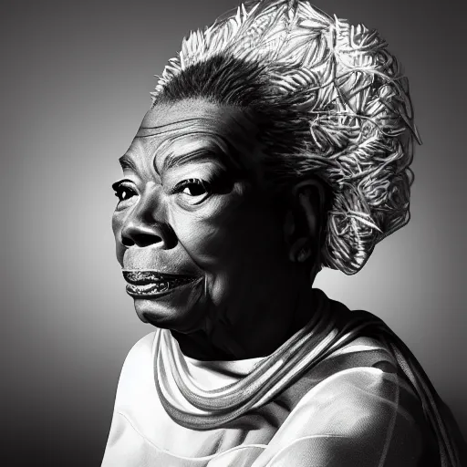 Prompt: studio portrait of maya angelou cosplay miles davis, absurdly beautiful, elegant, young sensual graceful, ultrafine hyperrealistic detailed face illustration by kim jung gi, irakli nadar, sharp focus, bright colors, matte, octopath traveler, final fantasy, unreal engine highly rendered, global illumination, radiant light, intricate environment
