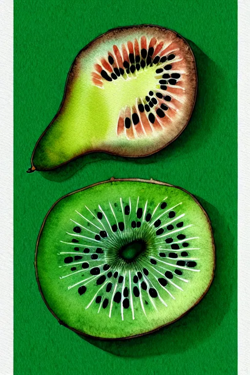 Image similar to minimalist watercolor art of a kiwi, illustration, vector art