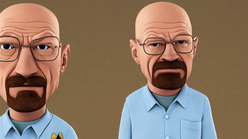 Prompt: Walter White as a pixar character
