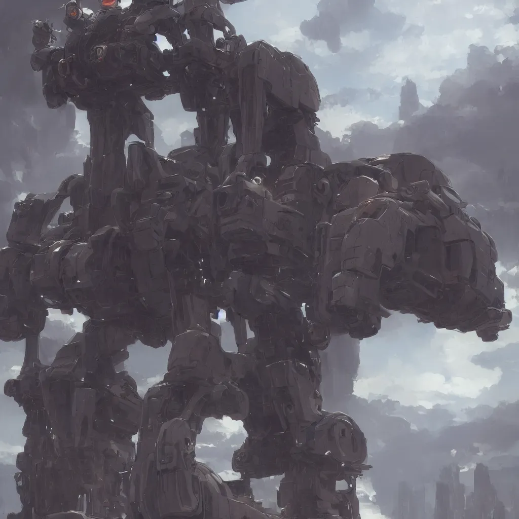 Prompt: portrait of a mech, high detail, by Makoto Shinkai and Raphael Lacoste, trending on artstation