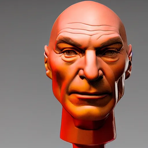 Image similar to clay bust of captain picard, professional lighting, 4 k, detailed