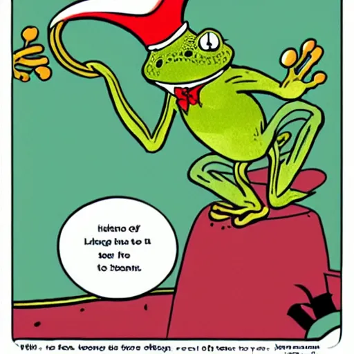 Prompt: An anthropomorphic frog, Dr. Seuss style