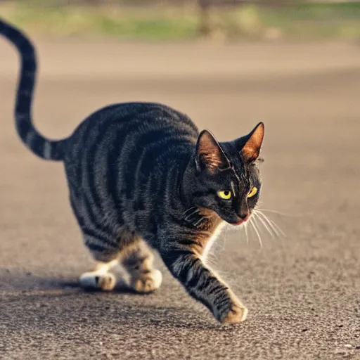 Prompt: cat running after a mouse