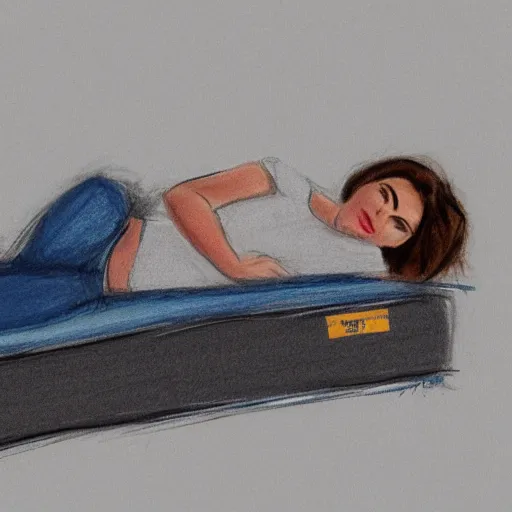 Image similar to high - quality sketch of a person reclined on a mattress