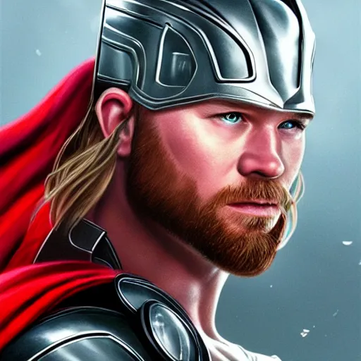 Prompt: Thor, portrait, 4k, artstation, cgsociety, award-winning, masterpiece, stunning, beautiful, glorious, powerful, fantasy art