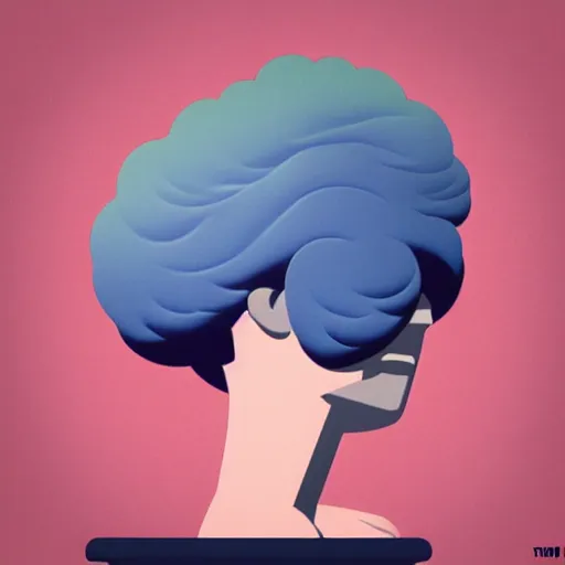 Prompt: uneven, muted by bob ross, by tom whalen. a beautiful sculpture of a person in profile, with their features appearing both in front of & behind their head.