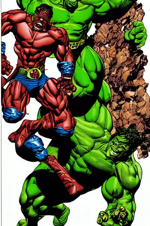 Prompt: eddie murphy as the hulk, full body, vector image, comic books style, very detailed, by jim lee, by todd mcfarlane, by rob liefeld