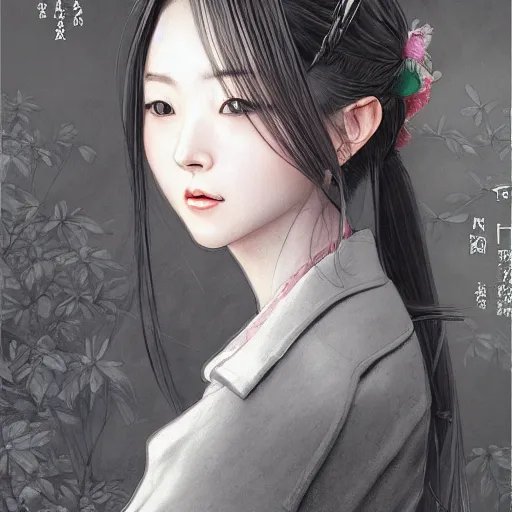 Image similar to dynamic composition, motion, ultra-detailed, incredibly detailed, a lot of details, amazing fine details and brush strokes, colorful and grayish palette, smooth, HD semirealistic anime CG concept art digital painting, watercolor oil painting of a young office lady, by a Chinese artist at ArtStation, by Huang Guangjian, Fenghua Zhong, Ruan Jia, Xin Jin and Wei Chang. Realistic artwork of a Chinese videogame, gradients, gentle an harmonic grayish colors.