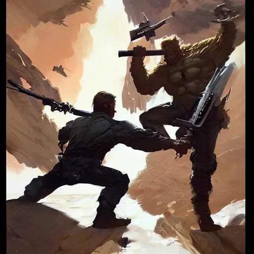 Image similar to cinematic portrait of Chuck Norris fighting Joe Biden by greg rutkowski and frank frazetta and peter mohrbacher and marc silvestri