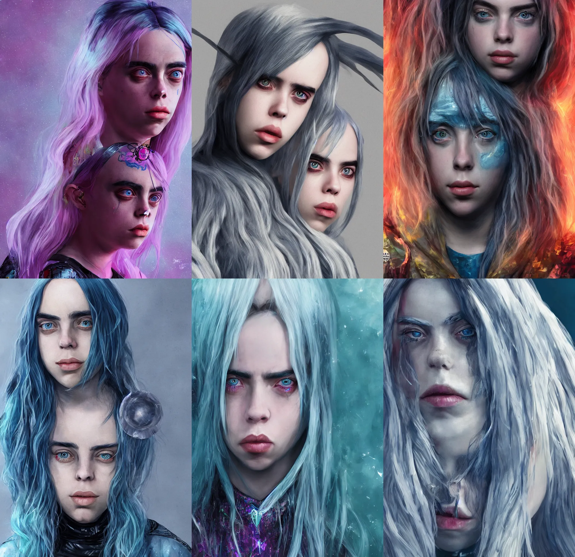 Image similar to Billie Eilish as the empress of tomorrow, ultra realistic, Artstation, 8K resolution, 3D HDR, epic design