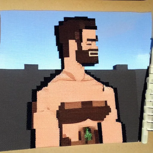 Image similar to gigachad,minecraft art