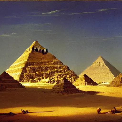 Prompt: The Egyptian pyramids, by Jean-Léon Gérôme