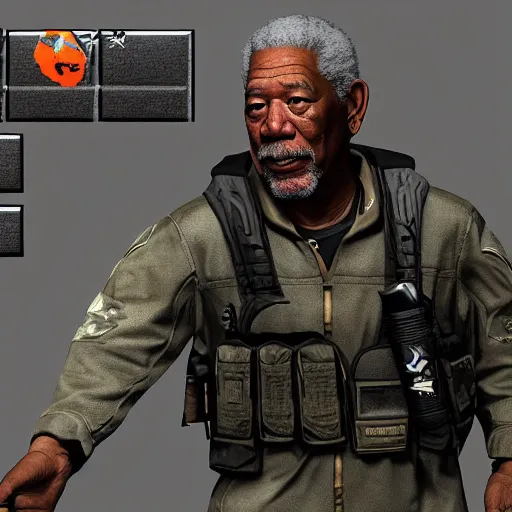 Image similar to morgan freeman in counter - strike global offensive, 3 d art, game