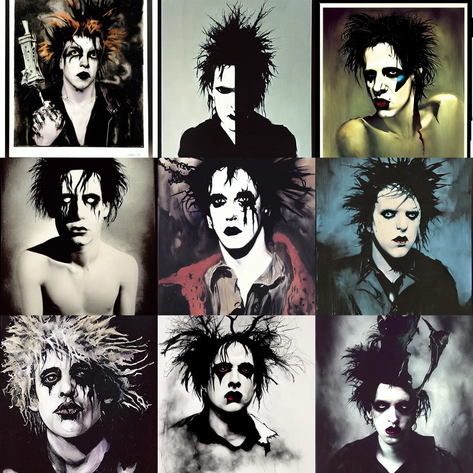 Prompt: portrait of young robert smith as dream from sandman, dark eye sockets by jeremy mann, by mike mignola, by dave mckean and richard avedon and maciej kuciara, 1 9 8 0's, punk rock, gothic, the cure, high detailed, 8 k
