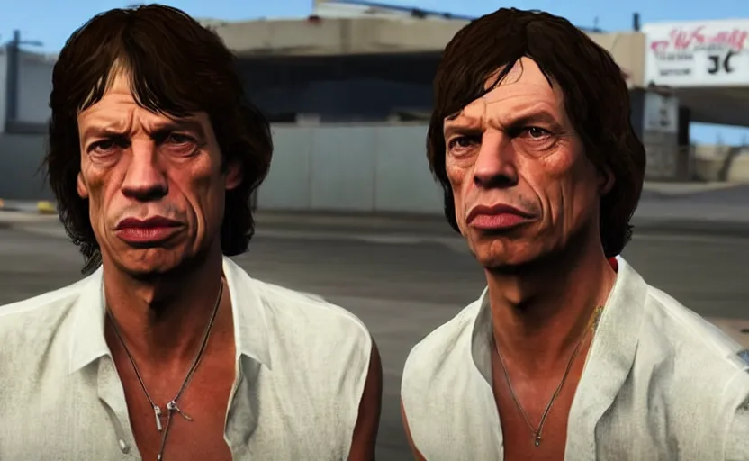 Prompt: Mick Jagger in GTA V, unreal engine 5, 8K, gameplay
