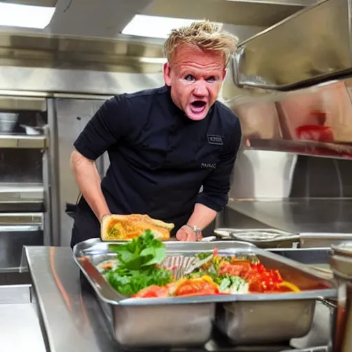 Image similar to gordon ramsay yelling at school lunch ladies