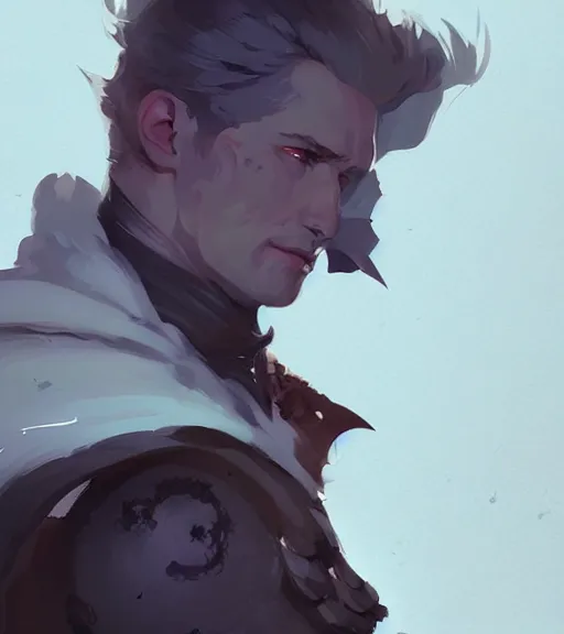 Prompt: portrait of cullen from dragon age with raven wings by atey ghailan, by greg rutkowski, by greg tocchini, by james gilleard, by joe fenton, by kaethe butcher, dynamic lighting, gradient light blue, brown, blonde cream and white color scheme, grunge aesthetic
