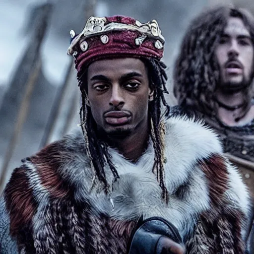 Image similar to playboi carti in vikings 4 k the detailed super realistic