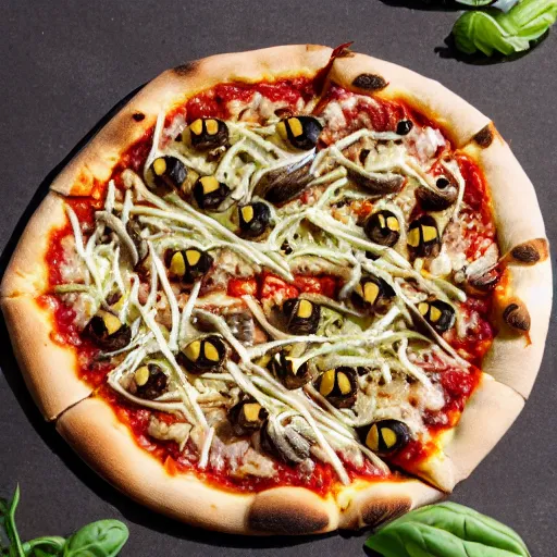 Image similar to insects on a pizza