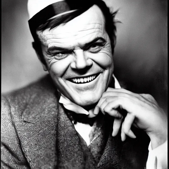 Image similar to a 1920s photograph of Jack Nicholson, portrait, 8k