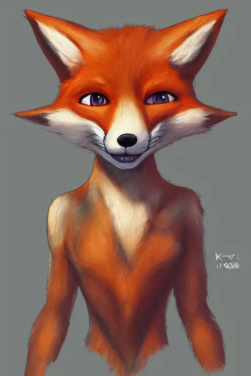 Image similar to a fox fursona, trending on artstation, by kawacy, furry art, digital art