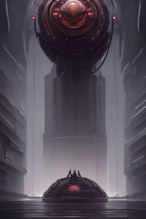 Prompt: professional concept art of a symmetrical! ominous floating mechanical steel terrifying giant thing in a dark room by artgerm and greg rutkowski. an intricate, elegant, highly detailed digital painting, concept art, smooth, sharp centred focus, illustration, in the style of cam sykes, wayne barlowe, igor kieryluk.