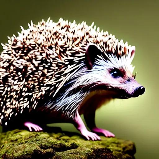 Prompt: full length beautiful hedgehog girl, forest style studio shot, professional photographer, many details, super realistic, high quality, 8 k