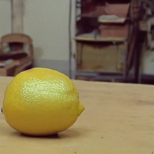 Prompt: a lemon in the backrooms, [ found footage ]!!