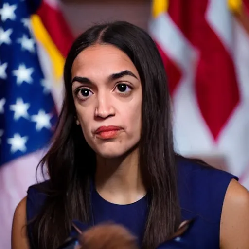 Prompt: Alexandria Ocasio-Cortez as the devil owning the libs