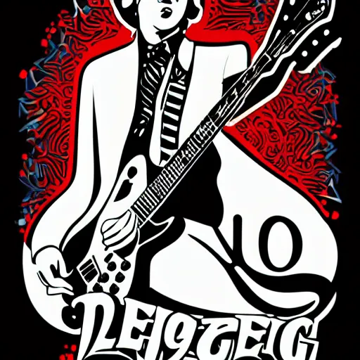 Image similar to 1 9 7 0 - young - jimmy page from led zepelin playing - guitar - solo, sticker - art, svg vector, adobe - illustrator