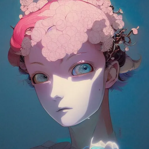 Image similar to prompt : pink and blue portrait soft light painted by james jean and katsuhiro otomo and erik jones, inspired by evangeleon anime, smooth face feature, intricate oil painting, high detail illustration, sharp high detail, manga and anime 1 9 9 0