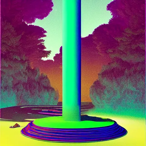 Image similar to synthwave deepfried excited New York cylinder cougar poplar tree chair baggage , by Albert Bierstadt and Beeple and Wojciech Siudmak , tarot card , 8K , masterpiece