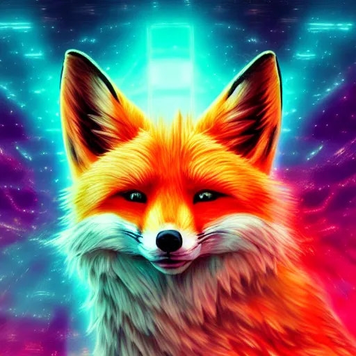 Prompt: digital fox, retrowave palette, digital world, highly detailed, electric breeze, anatomically correct vulpine, synth feel, fluffy face, ear floof, flowing fur, super realism, partial vividness, accurate animal imagery, 4 k digital art