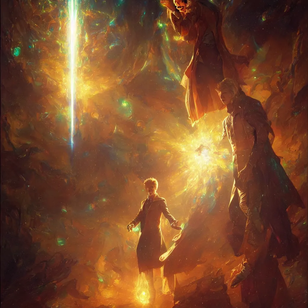 Image similar to david bowie as doctor who, radiant light, caustics, heroic, bright iridescent light, by gaston bussiere, bayard wu, greg rutkowski, maxim verehin