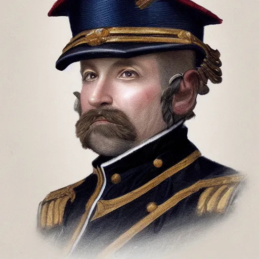 Image similar to man wearing a 19th century admiral uniform, intricate, highly detailed, digital painting, artstation, concept art, matte, sharp focus, illustration