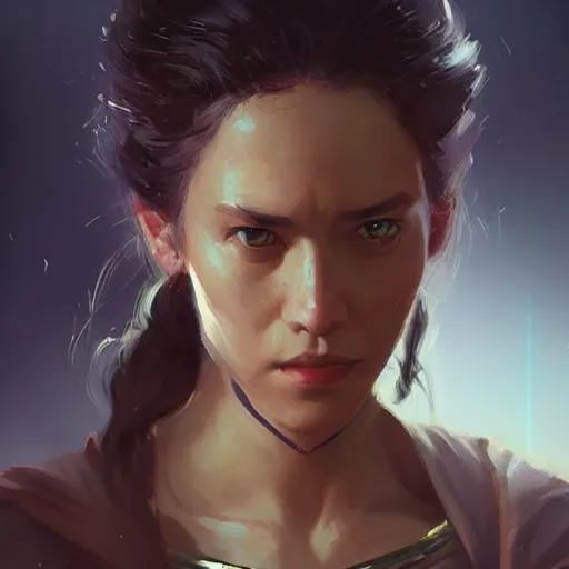 Image similar to portrait of an woman by Greg Rutkowski, Jade Skywalker, daughter of Ben Skywalker, Star Wars Expanded Universe, highly detailed portrait, digital painting, artstation, concept art, smooth, sharp foccus ilustration, Artstation HQ