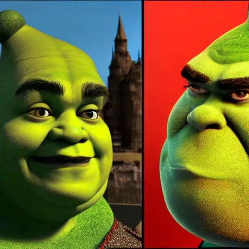 Image similar to real - life shrek in a pop music video