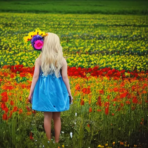 Image similar to flowerheaded girl in flowerfield