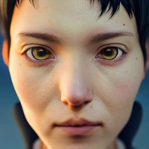 Prompt: intricate crisp portrait of sarah pavan as a character in the anime haikyuu!!, golden hour, close up shot, 8 k, art by irakli nadar, hyperrealism, hyperdetailed, ultra realistic