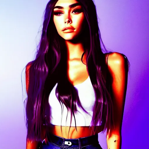 Image similar to madison beer a an intergalactic popstar dancing on a planet, render, blender render, unity render, 4 k wallpaper, art station trending, artstation 4 k coherent, coherent, 4 k, detailed, hyperdetailed, artifact - free, completely coherent, sharp, madison beer